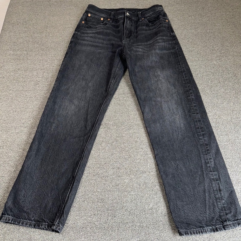 American Eagle Black Straight Leg Comfort Stretch Waist Jeans Women's 2R Grunge